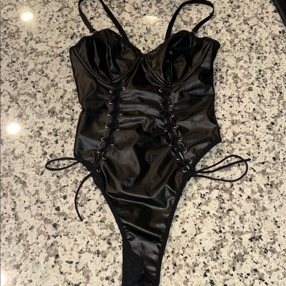 Black Lace-Up Bodysuit
